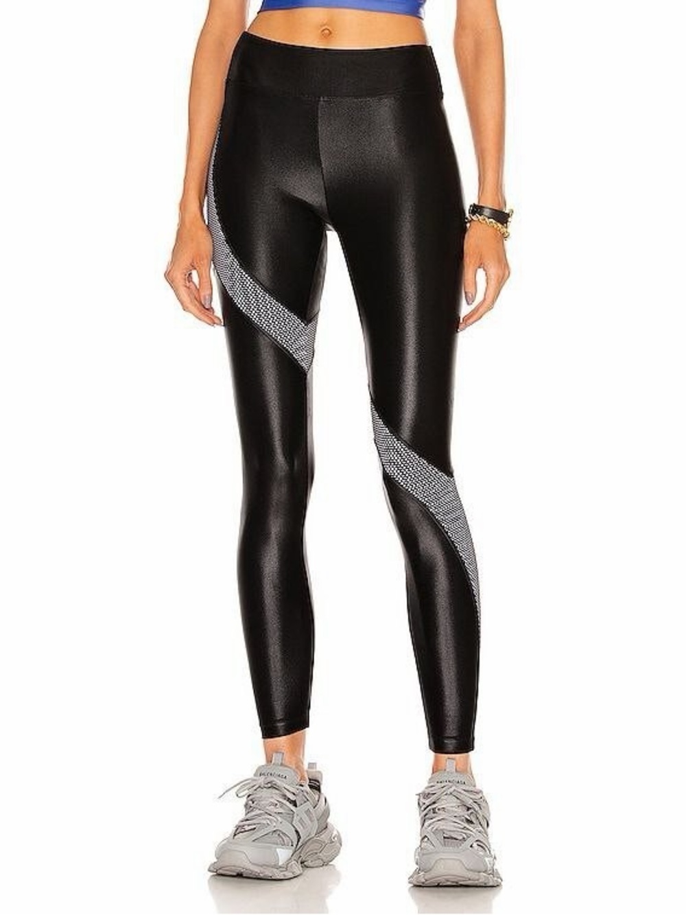 KORAL Women Venus Leggings high rise metallic Black and White Size Small